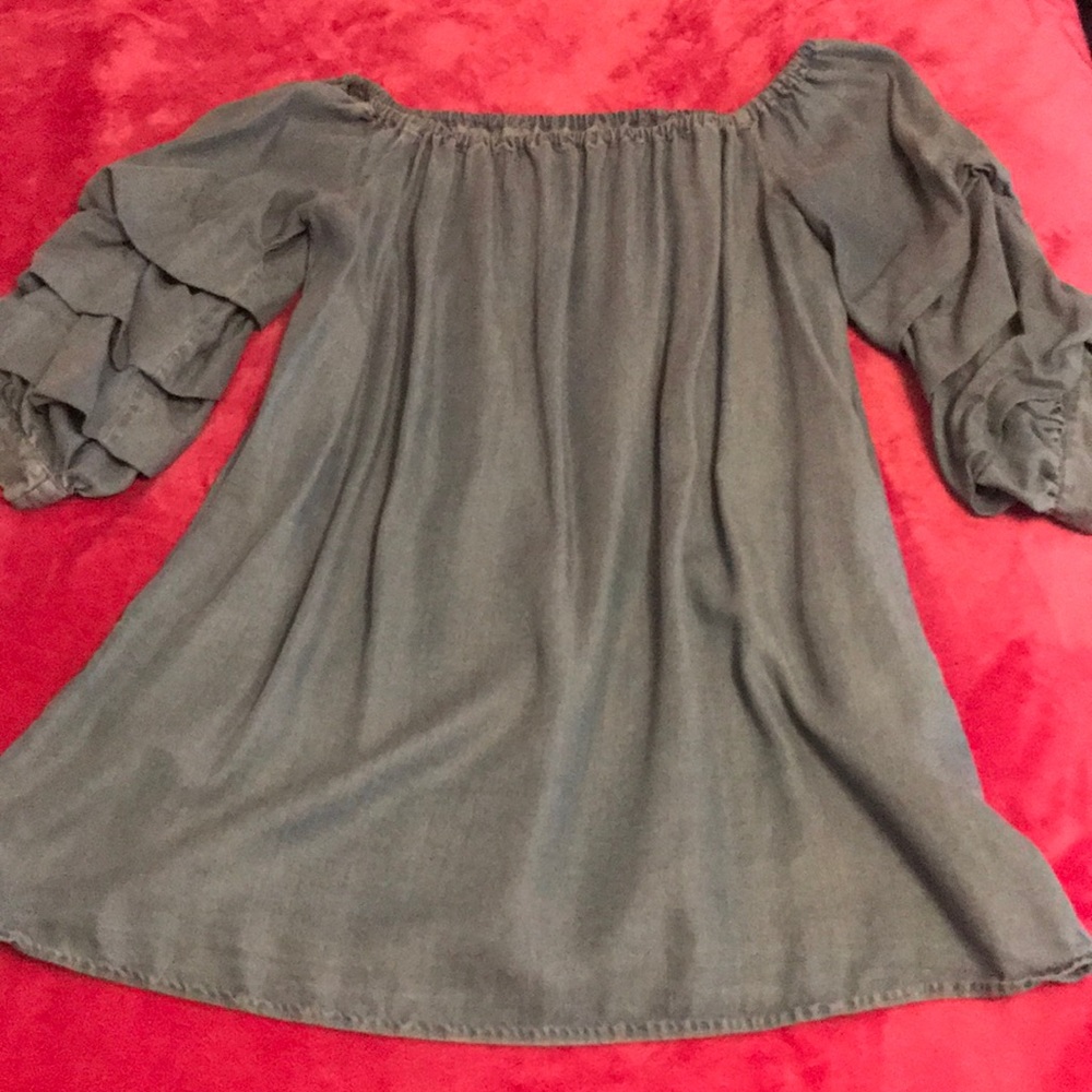 Zara off the shoulder premium denim shirt